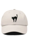 Dalix Black Cat Embroidered Casual Hat In Beige
