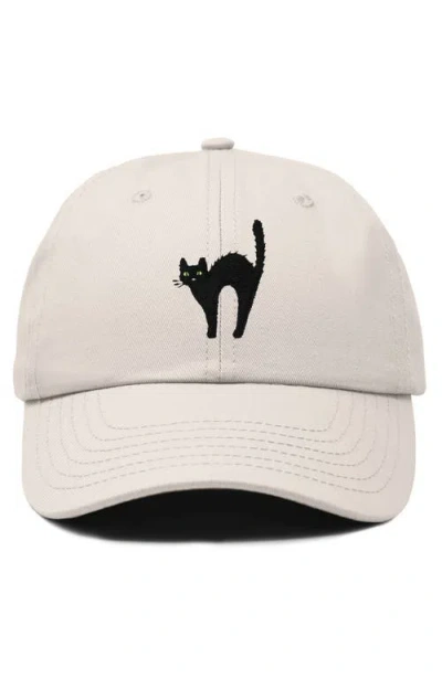Dalix Black Cat Embroidered Casual Hat In Beige