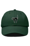 Dalix Black Cat Embroidered Casual Hat In Dark Green