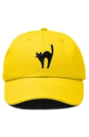 Dalix Black Cat Embroidered Casual Hat In Gold