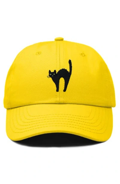 Dalix Black Cat Embroidered Casual Hat In Gold