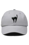 Dalix Black Cat Embroidered Casual Hat In Gray