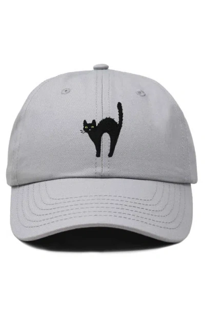 Dalix Black Cat Embroidered Casual Hat In Gray