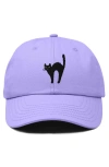 Dalix Black Cat Embroidered Casual Hat In Lavender