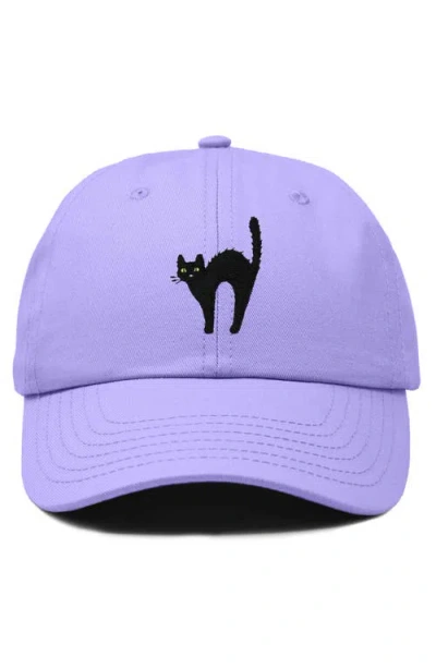 Dalix Black Cat Embroidered Casual Hat In Lavender