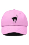Dalix Black Cat Embroidered Casual Hat In Light Pink