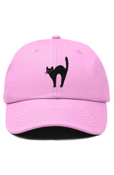 Dalix Black Cat Embroidered Casual Hat In Light Pink