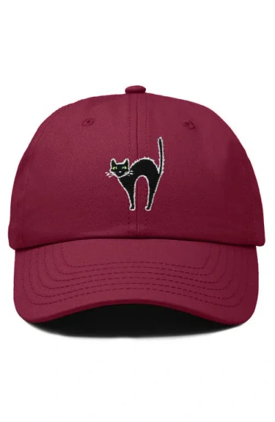 Dalix Black Cat Embroidered Casual Hat In Maroon
