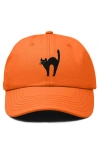 Dalix Black Cat Embroidered Casual Hat In Orange