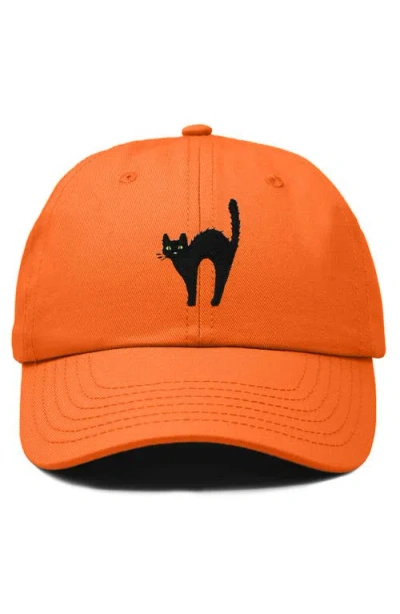 Dalix Black Cat Embroidered Casual Hat In Orange