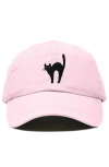 Dalix Black Cat Embroidered Casual Hat In Washed Pink