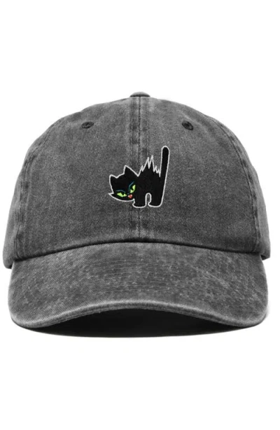 Dalix Blink Black Cat Dad Cap In Gray