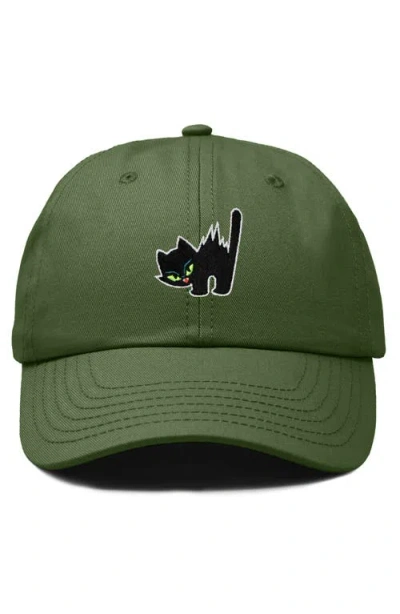 Dalix Blink Black Cat Dad Cap In Green