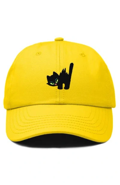 Dalix Blink Black Cat Dad Cap In Yellow