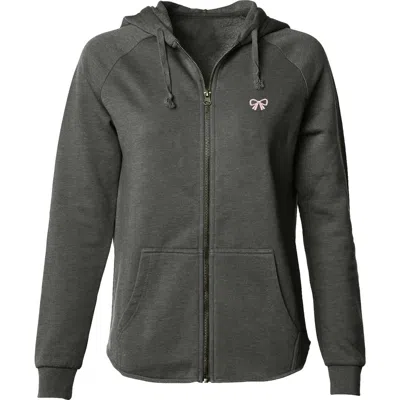 Dalix Bow Fleece Zip Hoodie In Gray