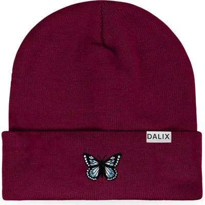 Dalix Butterfly Beanie In Maroon