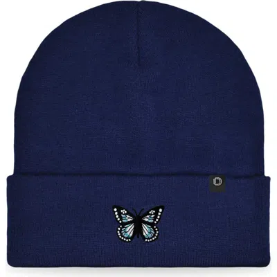 Dalix Butterfly Beanie In Navy Blue
