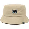 Dalix Butterfly Bucket Hat In Sesame Beige
