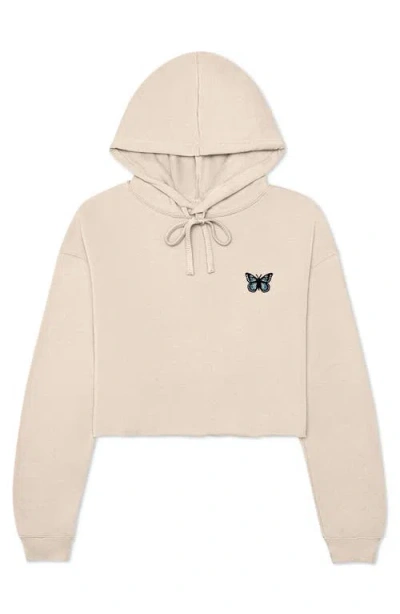Dalix Butterfly Cropped Hoodie In Heather Dust