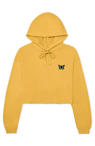 Dalix Butterfly Cropped Hoodie In Heather Mustard