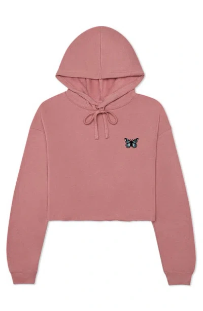 Dalix Butterfly Cropped Hoodie In Mauve