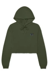 Dalix Butterfly Cropped Hoodie In Military Green
