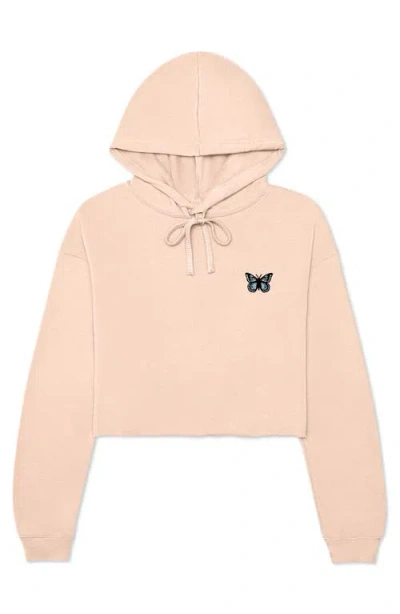 Dalix Butterfly Cropped Hoodie In Peach