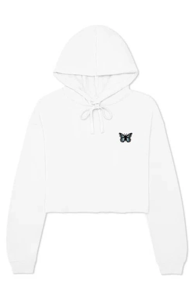 Dalix Butterfly Cropped Hoodie In White