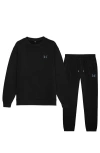 Dalix Butterfly Midweight Fleece Crewneck Sweatsuit In Black