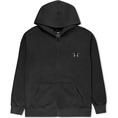Dalix Butterfly Midweight Fleece Faded Zip Hooded Sweatshirt In Black