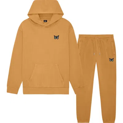 Dalix Butterfly Midweight Fleece Relaxed Sweatsuit In Brown