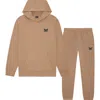 Dalix Butterfly Midweight Fleece Relaxed Sweatsuit In Brown