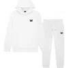 Dalix Butterfly Midweight Fleece Relaxed Sweatsuit In White