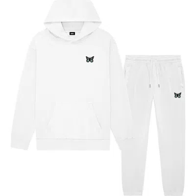 Dalix Butterfly Midweight Fleece Relaxed Sweatsuit In White