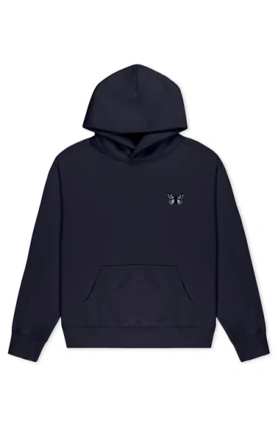 Dalix Butterfly Relaxed Midweight Fleece Pullover Hoodie In Blue