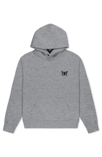 Dalix Butterfly Relaxed Midweight Fleece Pullover Hoodie In Gray