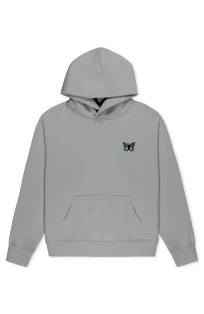 Dalix Butterfly Relaxed Midweight Fleece Pullover Hoodie In Gray