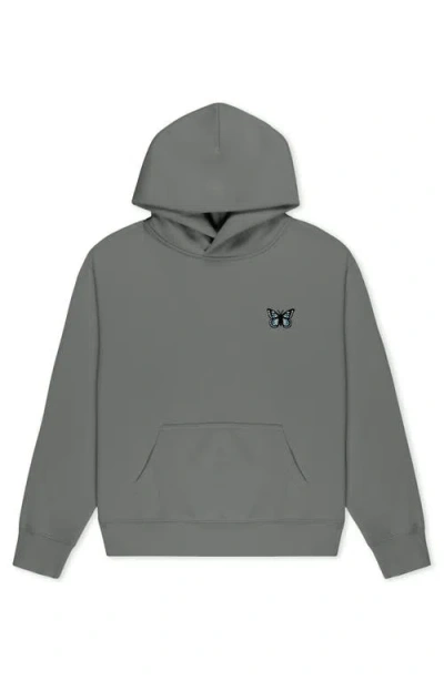 Dalix Butterfly Relaxed Midweight Fleece Pullover Hoodie In Gray