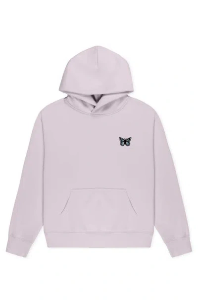 Dalix Butterfly Relaxed Midweight Fleece Pullover Hoodie In Pink