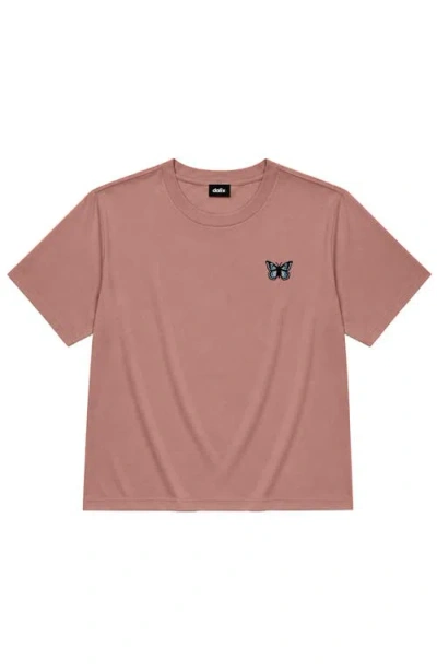 Dalix Butterfly Relaxed Midweight Jersey Tee In Brown