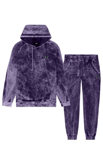 Dalix Butterfly Washed Sweatsuit In Purple