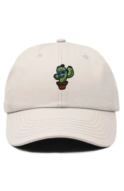 Dalix Cactus Embroidered Casual Cap In Beige