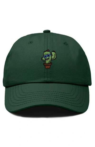 Dalix Cactus Embroidered Casual Cap In Dark Green
