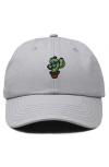 Dalix Cactus Embroidered Casual Cap In Gray