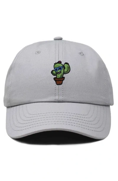 Dalix Cactus Embroidered Casual Cap In Gray