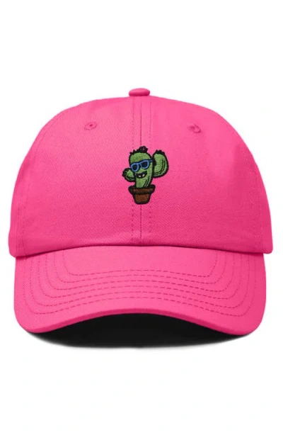 Dalix Cactus Embroidered Casual Cap In Hot Pink