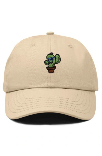 Dalix Cactus Embroidered Casual Cap In Khaki