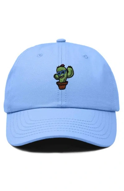 Dalix Cactus Embroidered Casual Cap In Light Blue