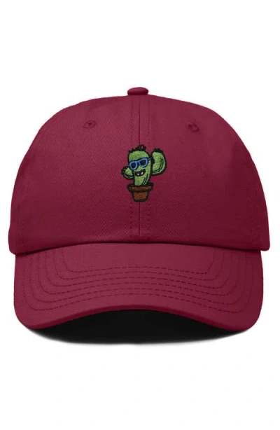 Dalix Cactus Embroidered Casual Cap In Maroon