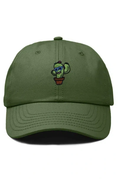 Dalix Cactus Embroidered Casual Cap In Olive